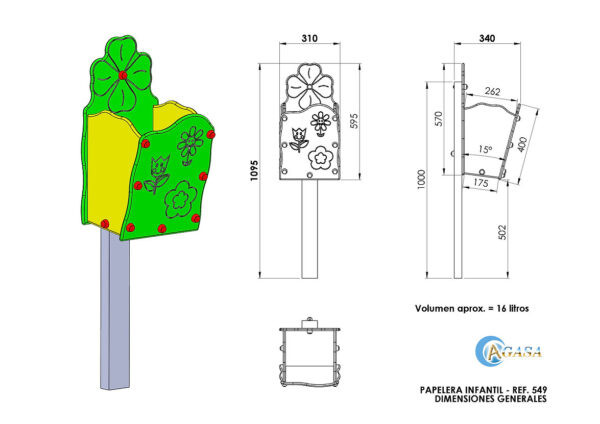 PAPELERA MOD. FLOR - Ref. 549 - Imagen 2