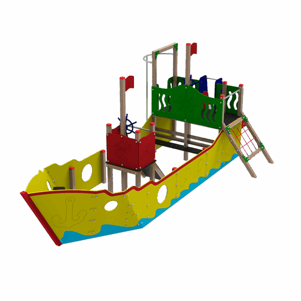 BARCO PIRATA CON TOBOGAN MULTIJUEGOS MEDIANO - Ref. 298