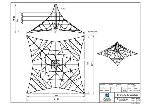 PIRÁMIDE DE ESCLADA CON POSTE DE MADERA. 4 METROS - Ref. 299A - Imagen 3