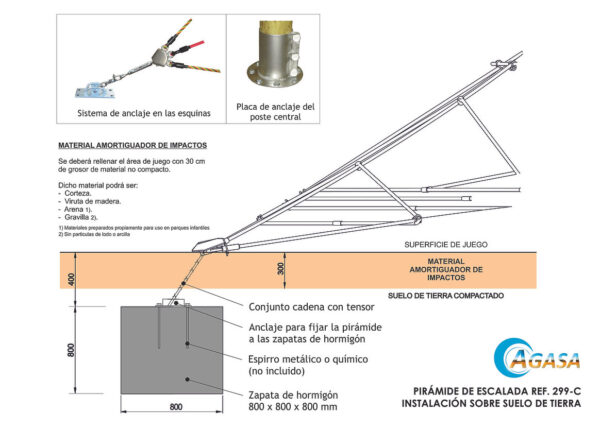 PIRÁMIDE DE ESCALADA CON POSTE METÁLICO. 4 METROS - Ref. 299AM - Imagen 9