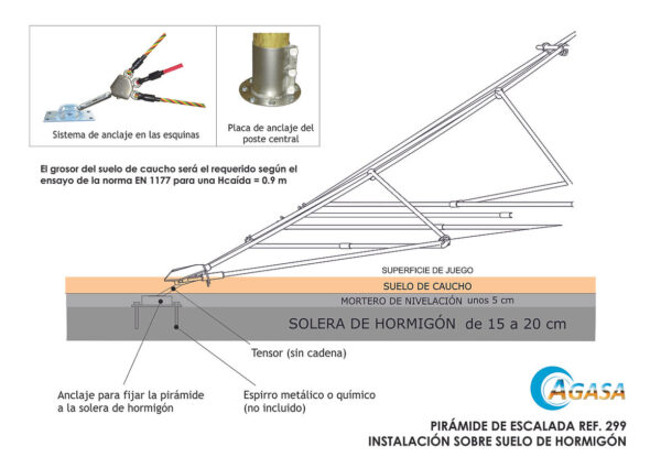 PIRÁMIDE DE ESCLADA CON POSTE DE MADERA. 3 METROS - Ref. 299 - Imagen 5