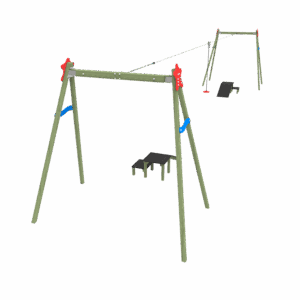 TIROLINA MADERA CON 2 MESAS- Ref. 262A